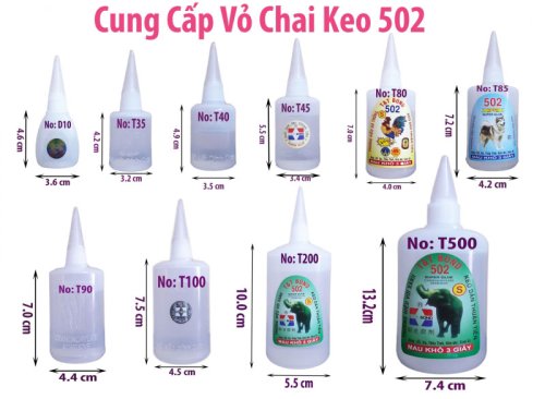 Vỏ Chai Keo 502, Nắp Chai, Vòi, Kim